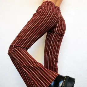 Burgundy Striped Corduroy Flares