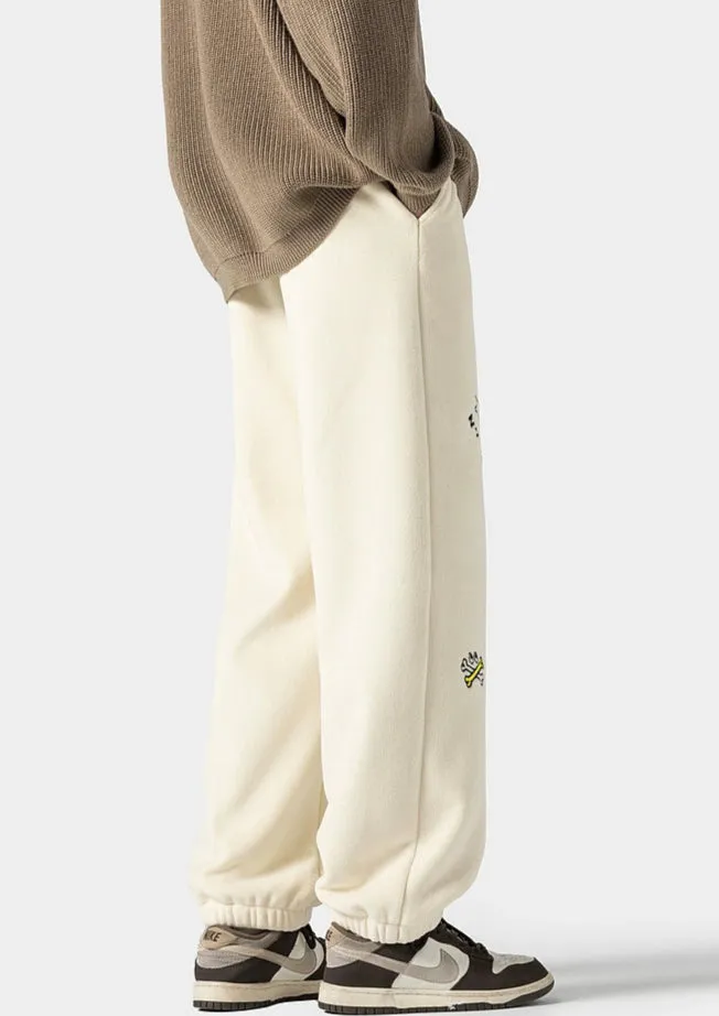 Cartoon Embroidery Drawstring Pants
