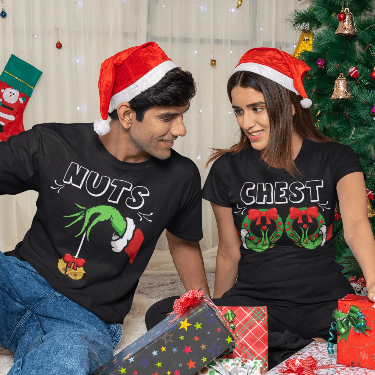 Chest Nuts Couples Matching Shirts, Funny Christmas Matching Shirts, Holiday Sweatshirt, Cute Christmas Shirt, Couple Sweater, Family Tee