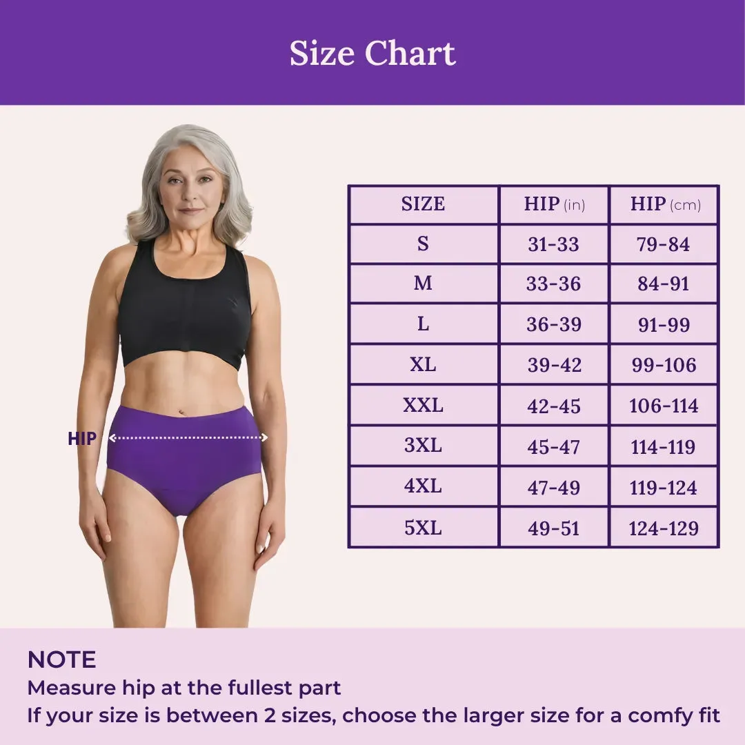 Cotton Panties For Elderly Women | High Waist | Brief Cut | Full Hip & Back Coverage | Offers Belly & Back Support | Flattens Belly & Covers Muffin Top | Friction & Rash Free | Pack Of 3