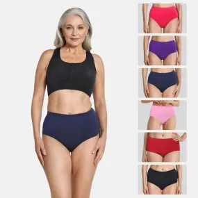 Cotton Panties For Elderly Women | High Waist | Brief Cut | Full Hip & Back Coverage | Offers Belly & Back Support | Flattens Belly & Covers Muffin Top | Friction & Rash Free | Pack Of 6