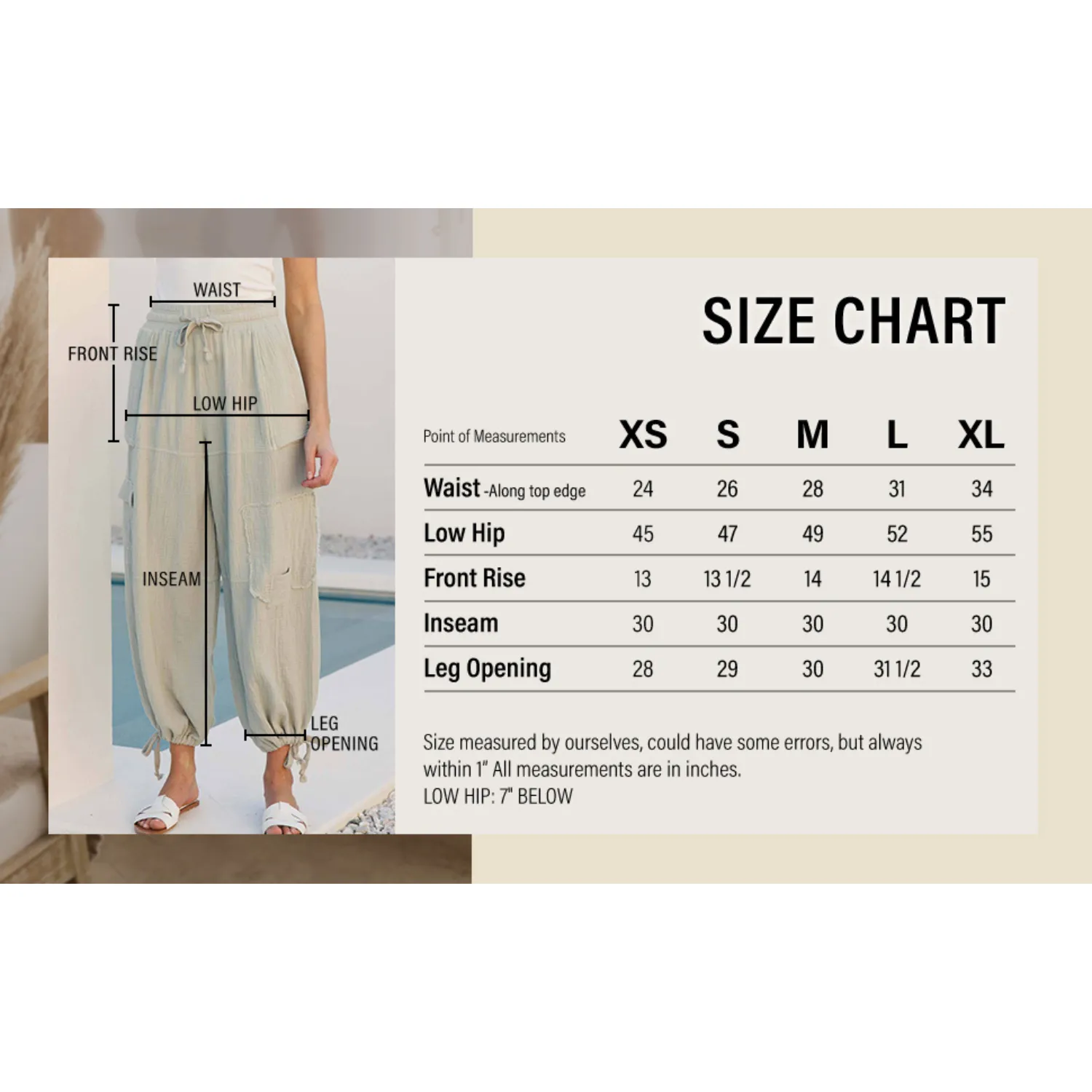 Crinkle Gauze Cargo 2-In-1 Drawstring Tie Hem Jogger - Warm Sand