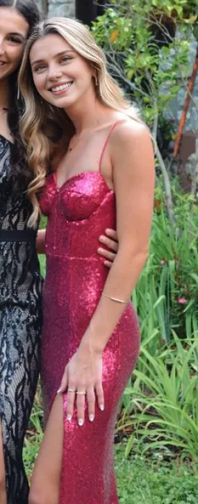 Elegant Dresses Gowns Evening Dresses Spaghetti Straps Pink Sequin Long Prom Dresses Evening Party Dress