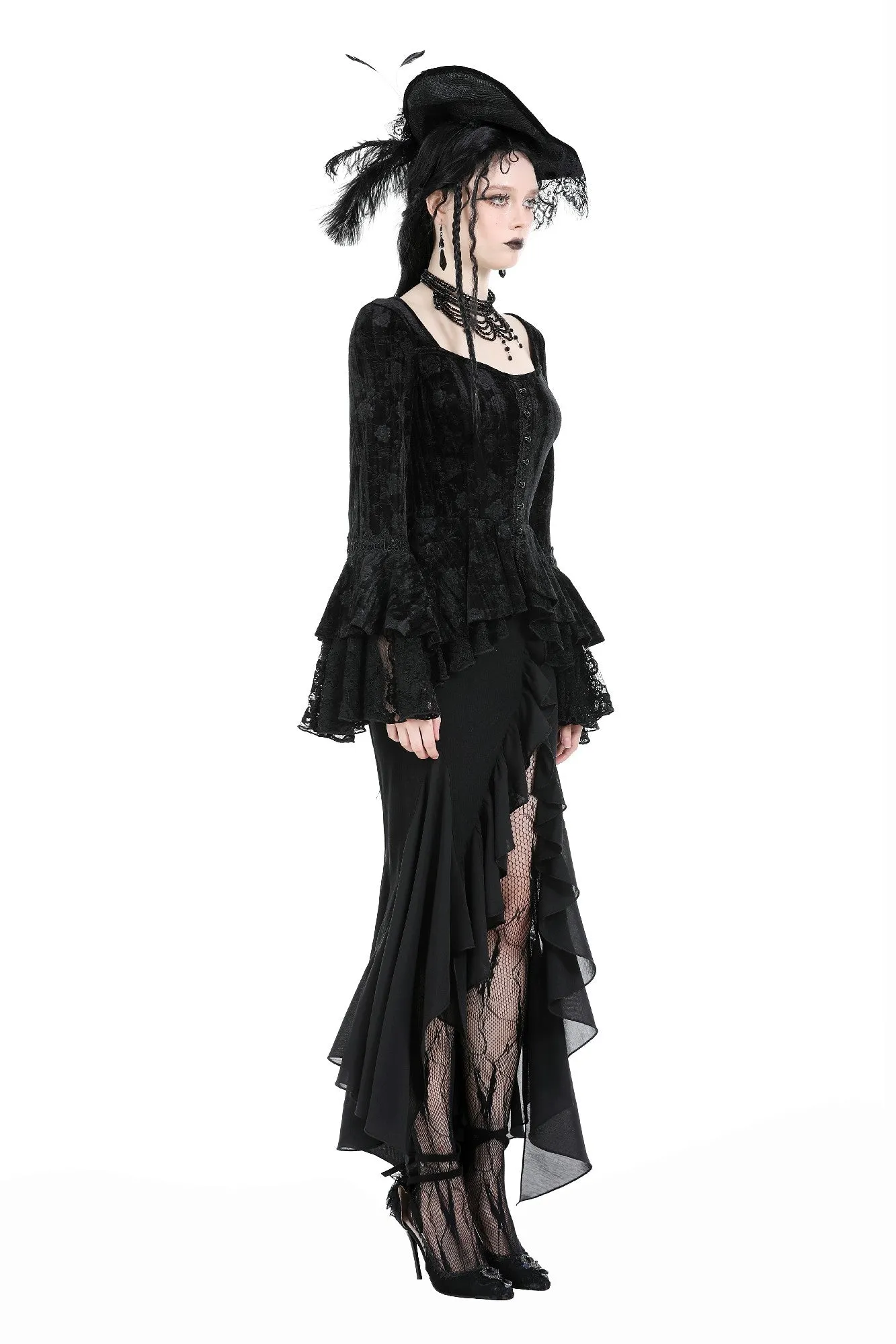 Gothic goddess elegant square-necked tops TW567