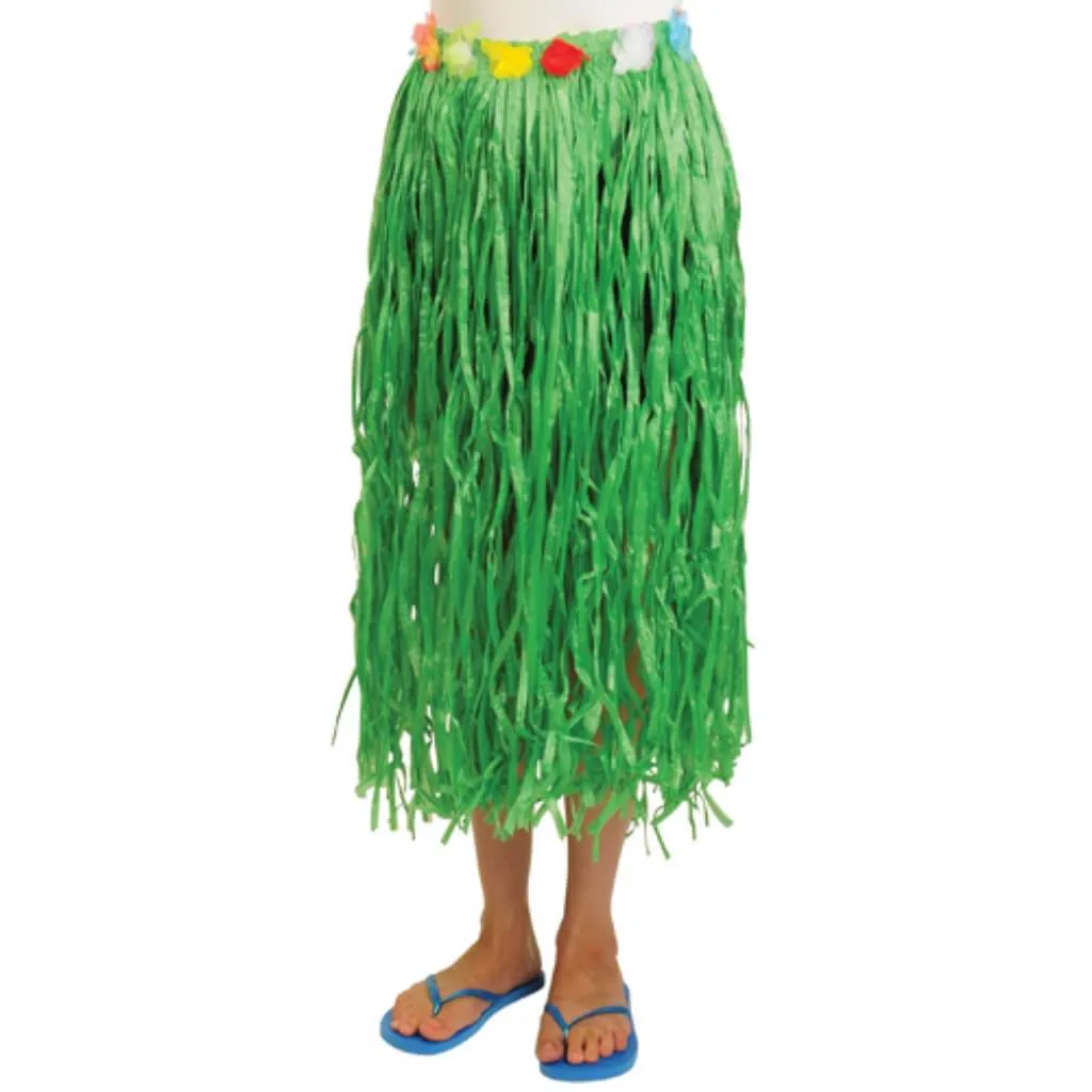 Green Hula Skirt with Flowers