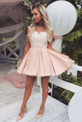 Homecoming Dresses Cocktail Dresses Lace Satin Above Knee