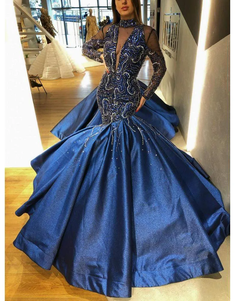 Luxury Evening Gown Royal Blue Dress