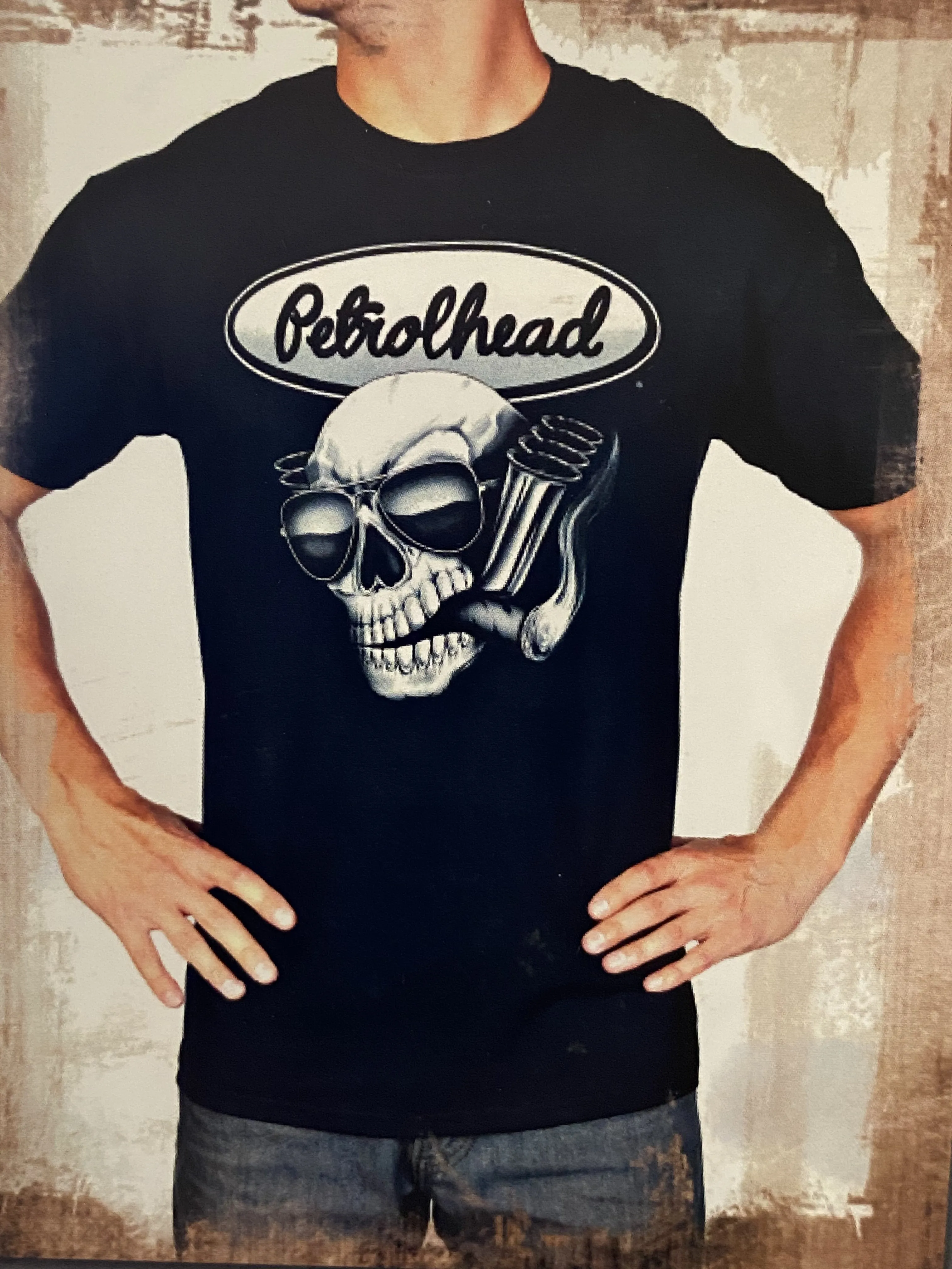 Men's Black Skull Tee Logo Front