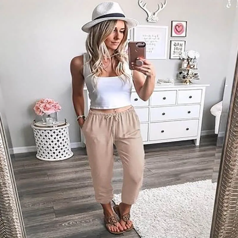 Summer Plus Size Elastic Casual Pegged Pants