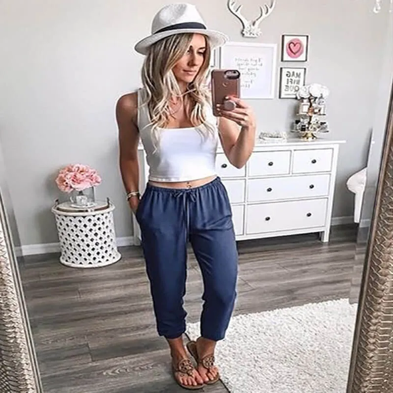 Summer Plus Size Elastic Casual Pegged Pants