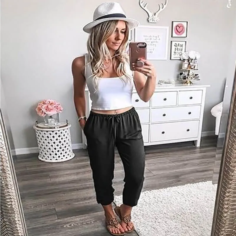 Summer Plus Size Elastic Casual Pegged Pants