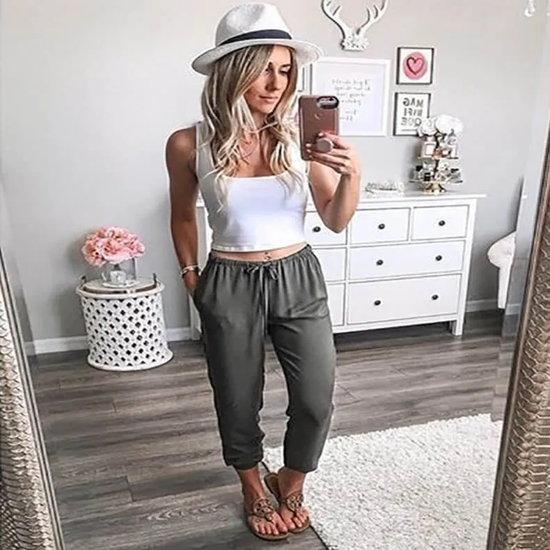 Summer Plus Size Elastic Casual Pegged Pants